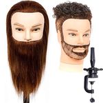 Stancia Male Mannequin Head,Training Head with 100% Human Hair, 14†Barber Mannequin Head, Hairdresser Manikin Head, Training Doll Head for Hair Styling and Practice, Adult Head Size(with Beard)