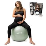 BABYGO® Birthing Ball For Pregnancy Maternity Labour & Yoga + Our 100 Page Pregnancy Book, Exercise, Birth & Recovery Plan, Anti-Burst Eco Friendly Material (Sage, 65cm - Standard)