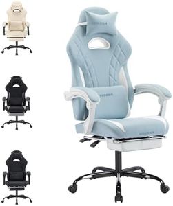 segedom Gaming Chair with Footrest High Back Game Chair Ergonomic Office Chair with Adjustable Headrest Lumbar Pillow Linkage Armrests High Back PVC Leather Computer Video Recliner Chair(Cyan White)