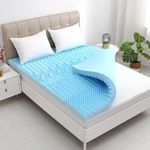 7 Zone Cooling Gel Mattress Topper, YUGYVOB Egg Crate Foam Mattress Topper with Knitted Cotton Cover, CertiPUR-US & Oeko-TEX Certified, Queen, 3-Inch