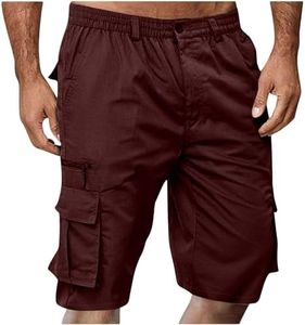 Generic Cargo Shorts for Men Stretch Waist Wine XL