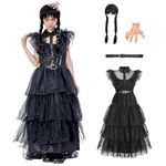 DNQCOS Wednesday Costume Tulle Dress for Girls Halloween Costumes Cosplay Stage Show Party