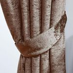 John Aird Crushed Velvet Fully Lined Eyelet Curtains (Mocha, Pair Of Tiebacks)