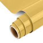 IModeur Gold Vinyl Permanent, 30.5 x 152.5 cm(12'' x 5 Ft) Gold Permanent Vinyl for Cutting Machines and Silhouette Cameo, Adhesive Vinyl for Cup, Window, Mirror, Home Decor, other DIY Projects