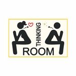 Anne Print Solutions® Thinking Room Stickers Self Adhesive Vinyl Female & Male For Bathroom Pack Of 4 Pcs Size 6 Inch* X 9 Inch* Multicolour