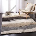 Tauhid Carpet Handwoven Super Soft Export Quality(USA) Shag Collection Graceful Swirl Area Rug,Bedroom Carpet 6x6 Square Beige/Brown