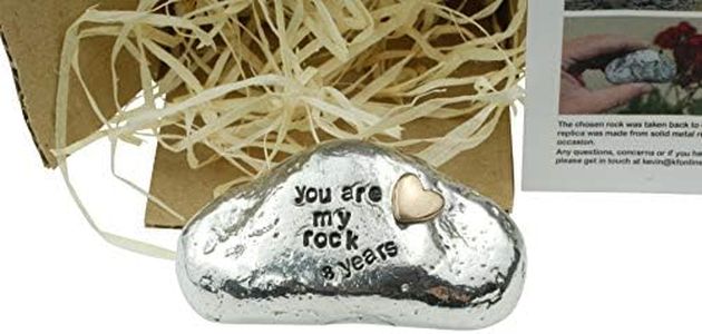 You Are My Rock - 8th Anniversary Metal Rock With Solid Bronze Insert, Perfect 8 Year Gift