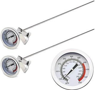 Efeng15“ Long Cooking Thermometer for Oil or Candy (2 Pack) with Pot Clip, 2" Dial Instant Read Turkey/Candy/Oil Thermometer for Frying,Cooking of Tall pots,Beef,Meat