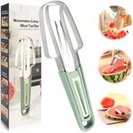 Redamancy Watermelon Cutter, 3-in-1 Watermelon Fork Slicer Cutter, Stainless Steel Watermelon Slicer Fork Melon Cutter Knife Fruit Watermelon Cutting Tool Multifunctional Portable Home Kitchen Gadgets