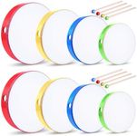 Boao 8 Pcs Kids Hand Drums Percussion Wood Frame Drum with Drum Stick 12 Inch 10 Inch 8 Inch 6 Inch Percussion Musical Instruments for Home School Kids Adults Beginners Party Supplies, Multicolor