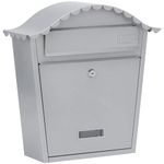 Burg-Wachter MB01S Silver Classic Wall Mounted Galvanised Steel Lockable Weatherproof Post Box - 36x37x13cm