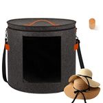 ZASTION kushon Oversized Hat Storage Box for Women & Men，19" D x 17" H Cowboy Hat Boxes with 1 Wood Hook Felt travel Round Hat Organizer Box with Dustproof Lid