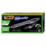 BIC Gelocity Quick Dry Black Gel Pens, Medium Point (0.7mm), 12-Count Pack, Retractable Gel Pens With Comfortable Full Grip