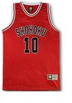 Men's Red 10th Basketball Jersey Sakuragi Hanamichi Cosplay Top, Red, Medium