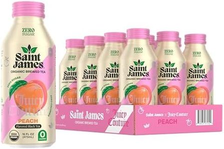 Saint James Iced Tea x Juicy Couture Limited Edition - Organic Black Tea - Non-GMO, Gluten Free, Zero Calorie, Zero Sugar - Juicy Peach, 12 Pack (16 fl oz each)