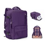 Cabin Bags for Travel, Underseat Carry on Hand Luggage Backpack for Women Airplane Approved Travel Backpack Personal Item Travel Bag 14 inch Laptop Backpack for Business Casual Work,C19-Dark Purple