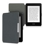 kwmobile Case Compatible with Amazon Kindle Paperwhite - Nylon Protective e-Reader Cover Folio Book Style Case - Anthracite