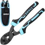 SHALL 8-Inch Mini Bolt Cutter, Small Heavy Duty Wire Cutter, Two-Color Ergonomic Handle, Grip Area for Pulling Nails & Gripping Wires, More Efficient Leverage, Belt Bag Included