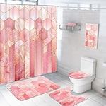 Alishomtll Pink Marble Bathroom Set