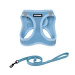 Voyager Step-in Air Cat Leash Harness Set - All Weather Mesh, Step in Vest Harness for Small and Large Cats by Best Pet Supplies - Baby Blue, XS (Chest 13.5-15")