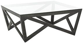 Safavieh Ralston Mid Century Glass Top Coffee Table, Wood, Dark Grey