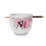 Disney The Nightmare Before Christmas Jack and Sally "Love You to Death" Japanese Ceramic Dinnerware Set | Includes 20-Ounce Ramen Noodle Bowl and Wooden Chopsticks