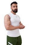 FUAARK Men's Sleeveless Compression Gym Tank Tops Sport Vest (Medium, White)