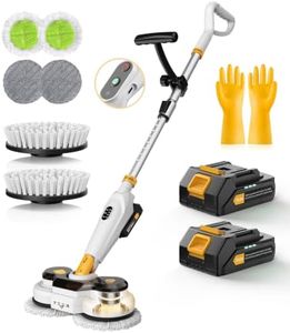 Qimedo Battery Electric Mop, Cordless Electric Scrubber & Flat Mop for Floor Cleaning, Best Automatic Spin Mops with Smart Display,Rotating Mops with LED Light & Water Spray
