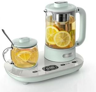 BEAR 2-in-1 Health Pot, Electric Kettle with Cup Warmer, Glass Kettle for Coffe Tea with Infuser, 9.5H Pre-set, 55-100℃ Temperature Control, 300ml & 600ml (with English Manual)