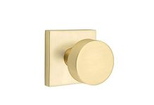 EMTEK Square Rosette Privacy Set with Matching Finish Round Knob - Choice of 7 Finishes - 5210ROUUS4 - Satin Brass (US4)