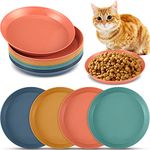 12 Pieces Whisker Fatigue Relief Cat Bowl Shallow Cat Food Dish Cat Wet Feeding Bowls Wide and Small Pet Plate for Kittens and Short Legged Cat, 6 Inch Wheat Straw