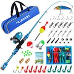 PLUSINNO Kids Fishing Pole with Spincast Reel Telescopic Fishing Rod Combo Full Kits for Boys, Girls, and Adults (Blue, 120cm 47.24in)