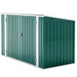 XEMQENER Lockable Garden Storage Shed, Outdoor Bike Shed with Door and Roof, Metal Galvanized Steel Pent Tool Storage Sheds for Bikes, Garbage Bins, Green (D105x W210x H130cm)