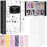 A5 Binder Photo Card Album, 3 Inch Kpop Photo Album Holder with 20 Sheets 4 Compartments Photo Sleeves(160 Pockets), Protective Cover, 6 Colorful Stickers, 6 Ring Photocard Binder