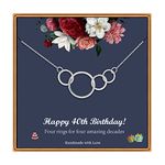 40th Birthday Gifts for Women, Interlocking 4 Circle Pendant Necklace Birthday Gifts 4 Rings Necklace 40th Birthday Best Friend Birthday Gifts for Women Wife Sister Mom, Metal, not known