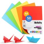 Premier Stationery A4 160 gsm Coloured Card,Activity Card,Coloured Paper a4 for Art & Craft Activities - Assorted Colours Card (Pack of 50 Sheets)