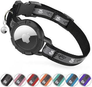 Reflective AirTag Cat Collar, Integrated Cat Tracker Collar with Air Tag Holder and Bell, Safety Elastic Band Cat GPS Collars for Girl Boy Cats, Kittens and Puppies (Black, S)