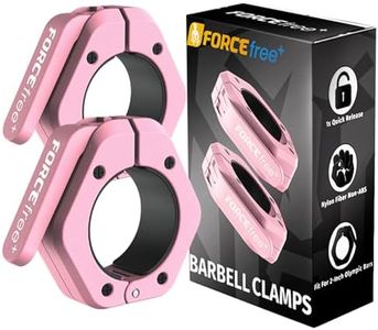 Forcefree+ Barbell Clips (Pair), Barbell Clamps, Quick Release Olympic Barbell Clamps with Anti Slip TPR Grip, Barbell Collars for Secure Weightlifting & Powerlifting (Non Magnetic, Pink)