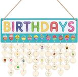 CHDITB Wooden Birthday Reminder Calendar Board(16"x5")Cute Birthday Plaque Gift for Kids Inspirational Quotes Wooden Birthday Tracker Plaque Wall Hanging with 100 Heart/Circle Tags Birthdays Calendar