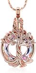 Imrsanl Tree of Life Urn Necklace for Men Women Cremation Jewelry with Circle Crystal Memorial Keepsake Jewelry Gifts for Human Adult Ashes, Stainless Steel, stainless steel