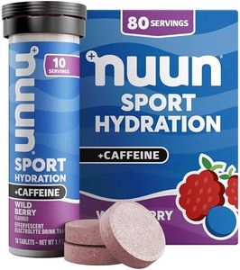 Nuun Sport + Caffeine Electrolyte Tablets - Dissolvable in Water, Wild Berry Flavor, 5 Essential Electrolytes for Hydration, 1g Sugar Drink Mix, Vegan, Non-GMO, 8 Pack (80 Total Servings)
