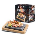 Artestia Lava Stone for Steak with 2PCS Stones, Hot Rock Tabletop Grilling Stones for Wagyu with Bamboo Tray, Mini Pizza Grilling Stones, 8.46"*6.49"