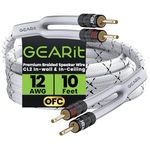 GEARit Speaker Cable with Banana Plugs White 12 Gauge 10 ft,Speaker Cable CL2 Rated 12AWG OFC,Heavy Duty Braided 12 Gauge Speaker Wire for Audiophiles,Hi-Fi Systems,Home Theater,Amplifiers & Speakers