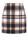 IDEALSANXUN Womens High Waist Plaid Skirt Bodycon Pencil Wool Mini Skirts, Brown, Medium