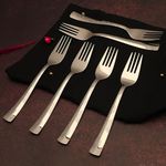 Parage 6 Pieces Stainless Steel Forks, 16 cm Long, Premium Forks Set for Home & Kitchen, Luxury Dining Tableware Cutlery Set Gift for House Warming,6 Dinner Forks, Silver Moonpress Design