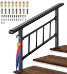 Versatile 2-3 Step Stair Railings for Outdoor Steps, Adjustable Exterior Handrails Transitional Hand rails for Porch with Hook and Installation Kit