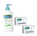 Cetaphil Baby Daily Lotion, 400ml and Baby Mild Bar 75g (Pack of 2) - Combo, White