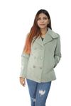 HAUTEMODA Women Velvet Short Buttoned Coat/Blazer For Winters (L, Sage Green)