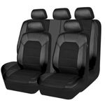 LINCYS Car Leather Seat Cover Sets for MG MG3 MG5 MG6 MG7 GT ZS HS RX5 2000-2023 2024, Adjustable Cushion Breathable Waterproof Non-Slip Front Rear Seat Protectors,Black