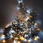 SHATCHI 480 Christmas Tree Cluster Lights Multifunction 8 Light Modes, Timer Green Cable Indoor/Outdoor Low Voltage Holiday Home Decorations, Warm and Cool White